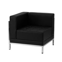 Flash Furniture HERCULES Imagination Series Contemporary Black Leather Left Corner Chair with Encasing Frame-Modular Chair