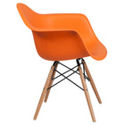 Flash Furniture Alonza Series Orange Plastic Chair with Wooden Legs-Curved Arms