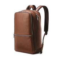 Samsonite Classic Leather Slim Backpack 14.1", Cognac-Cognac, top-grain leather