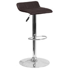 Flash Furniture Contemporary Brown Vinyl Adjustable Height Barstool with Quilted Wave Seat & Chrome Base-Low Back Design