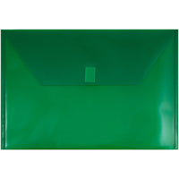 JAM Paper Plastic Envelopes with VELCRO Brand Closure, Legal Booklet, 9.75 x 14.5, Green Poly, 12 Pack (235827783)-Green