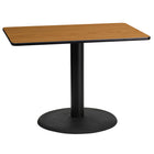 Flash Furniture 24'' x 42'' Rectangular Laminate Table Top, Natural with 24'' Round Table Height Base (XUNT2442TR24)-Hospitality Table