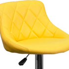 Flash Furniture Contemporary Yellow Vinyl Bucket Seat Adjustable Height Barstool with Diamond Pattern Back & Chrome Base-CA117 Fire Retardant Foam