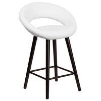 Flash Furniture Kelsey Series 24" High Contemporary Cappuccino Wood Counter Height Stool - White Vinyl-Contemporary Style Stool