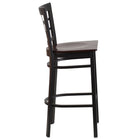 Flash Furniture HERCULES Series Black Window Back Metal Restaurant Barstool - Walnut Wood Seat - 2 Pack-Walnut Finished Wood Seat