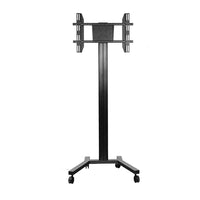 TygerClaw 30"-60" Mobile TV Stand, 72" x 30" x 24", Black-Mobile TV stand with free-moving wheels and brake