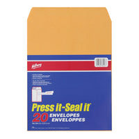 Hilroy Press-It Seal-It Self-Adhesive Kraft Envelopes - 24lb. - 10" x 13" - Suntan - 20 Pack-24-pound stock Kraft envelopes