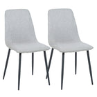 My Home My Living Fabric Side Chair with Matte Black Sanded Steel Legs - Light Grey - 2 Pack-The seat and back are upholstered in light grey polyester fabric