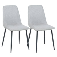 My Home My Living Fabric Side Chair with Matte Black Sanded Steel Legs - Light Grey - 2 Pack-The seat and back are upholstered in light grey polyester fabric