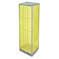 Azar Displays 60" x 16" 4-Sided Pegboard Spinner Floor Display, Yellow (700405-YEL)-Square tower spinner