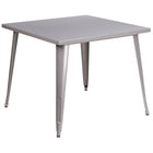 Flash Furniture 35.5" Square Silver Metal Indoor-Outdoor Table-Metal Cafe Table