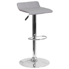 Flash Furniture Contemporary Grey Vinyl Adjustable Height Barstool with Quilted Wave Seat & Chrome Base-Low Back Design