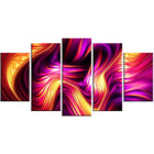 Designart Pink and Orange Fluidity 5-Panel Contemporary Canvas Art Print, (PT3066-373)-Print
