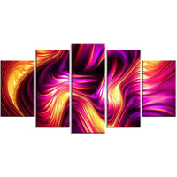 Designart Pink and Orange Fluidity 5-Panel Contemporary Canvas Art Print, (PT3066-373)-Print