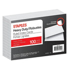 Staples Heavy Duty Ruled Index Cards - 4 x 6-White