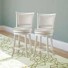 CorLiving DWG-114-B Woodgrove 38" White Wash Wood Barstool with Leatherette Seat, Set of 2-Seat and backrest covered in durable White Leatherette