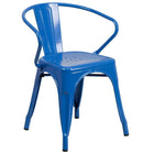 30'' Round Blue Metal Indoor-Outdoor Table Set with 2 Arm Chairs (CH-51090TH-2-18ARM-BL-GG)-4