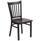Flash Furniture HERCULES Series Black Vertical Back Metal Restaurant Chair - Walnut Wood Seat-500 lb. Weight Capacity
