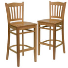 Flash Furniture HERCULES Vertical Slat Back Natural Wood Restaurant Barstools - 2 Pack-Vertical Slat Back Design