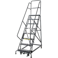 Tri-Arc Manufacturing Heavy Duty Rolling Ladder, Platform Height: 80", Step Type: Perforated, Base Depth: 63" (KDHD108246)-No. of Steps: 8