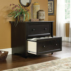 Sauder Edge Water Lateral File, Black-Drawers with full extension slides hold letter or legal size hanging files
