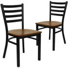 Flash Furniture HERCULES Series Black Ladder Back Metal Restaurant Chair - Cherry Wood Seat - 2 Pack-Ladder Back Design