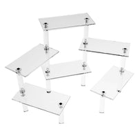 Eddie's Hang-Up Display Ltd. Multi-Platform Display, Acrylic, Clear, 4 Pack (163507)-Multi-platform adjustable countertop riser to display a variety of merchandise or collectables