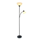 Simple Designs Incandescent Floor Lamp, Black (LF2000-BLK)-White Plastic Shades