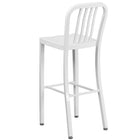 Flash Furniture Commercial Grade 30" High Metal Indoor-Outdoor Barstool with Vertical Slat Back - White - 2 Pack-Ergonomic Contoured Seat