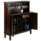 Winsome Wood Beynac Wine Bar, Cappuccino (40339)-Open Cupboard with stemware rack