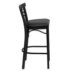 Flash Furniture HERCULES Series Black Two-Slat Ladder Back Metal Restaurant Barstool - Black Vinyl Seat-Ladder Back Design