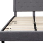 Flash Furniture Roxbury Queen Size Tufted Upholstered Platform Bed - Light Grey Fabric-Button Tufted