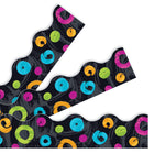 TREND enterprises, Inc. Color Harmony Swirl Dots on Black Terrific Trimmers-Decorative precut paper border for displays and crafts