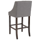 Flash Furniture Carmel Series 30" High Transitional Tufted Walnut Barstool with Accent Nail Trim - Dark Grey Fabric-Button Tufted Back Design