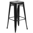Flash Furniture 30" High Backless Black Metal Indoor-Outdoor Barstool with Square Seat-Stackable Industrial Style Modern Stool