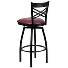 Flash Furniture HERCULES Series Black "X" Back Swivel Metal Barstool - Burgundy-Burgundy Vinyl Upholstered Seat