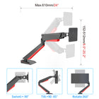 ShoppingAll Adjustable Single Pneumatic Gaming Monitor Mount with Red Backlights for 15-32" Monitors-The VESA head can tilt +90-degrees to -85-degrees, 180-degrees swivel, 360-degrees rotation, and height adjustment with a powerful pneumatic gas spring arm