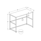 Monarch Specialties 7775 40" Computer Desk - White/White Metal-Product dimensions: 40 inches L x 19 inches W x 30 inches H