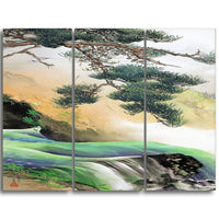 Designart Yamamoto Shunkyo, Spring of Mountain Asia Canvas Artwork, (PT5023-3P)-Print