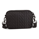 The Rolling Stones Iconic Collection Quilted Crossbody Bag - Black-Access the main zippered compartment using the top The Rolling Stones metal puller