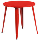 Flash Furniture 30" Round Red Metal Indoor-Outdoor Table-Metal Cafe Table