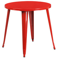 Flash Furniture 30" Round Red Metal Indoor-Outdoor Table-Metal Cafe Table