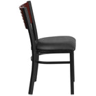 Flash Furniture HERCULES Series Black Slat Back Metal Restaurant Chair - Mahogany Wood Back, Black Vinyl Seat-Mahogany Wood Slat Back Design