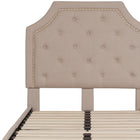 Flash Furniture Brighton Twin Size Tufted Upholstered Platform Bed - Beige Fabric-Button Tufted