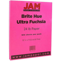 JAM Paper Bright Colour Paper, 8.5 x 11, 24lb Brite Hue Ultra Fuchsia Pink, 500 Pack (184931B)-Ultra fuchsia pink