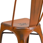 Flash Furniture Commercial Grade Distressed Orange Metal Indoor-Outdoor Stackable Chair-Distressed Orange Powder Coated Frame Finish