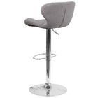 Flash Furniture Contemporary Adjustable Height Barstool with Curved Back & Chrome Base - Grey Fabric - 2 Pack-Grey Fabric Upholstery