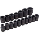 Gray Tools 17 Piece 1/2" Drive 12 Point Metric, Standard Impact Socket Set, 10mm-32mm-Contains Sizes: 10, 11, 12, 13, 14, 15, 16, 17, 18, 19, 20, 21, 22, 23, 24, 30, 32mm.