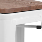 Flash Furniture 30" High Backless Metal Barstool with Square Wood Seat - White-Stack Quantity: 4-8