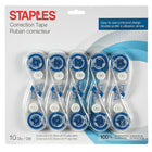 Staples Correction Tape - 10 Pack-Tighten tape by turning the rotating core counter-clockwise with a narrow pen tip